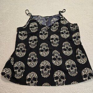 Emery Rose Cami Tank Top with Leopard Print Skulls Women's Size 3XL